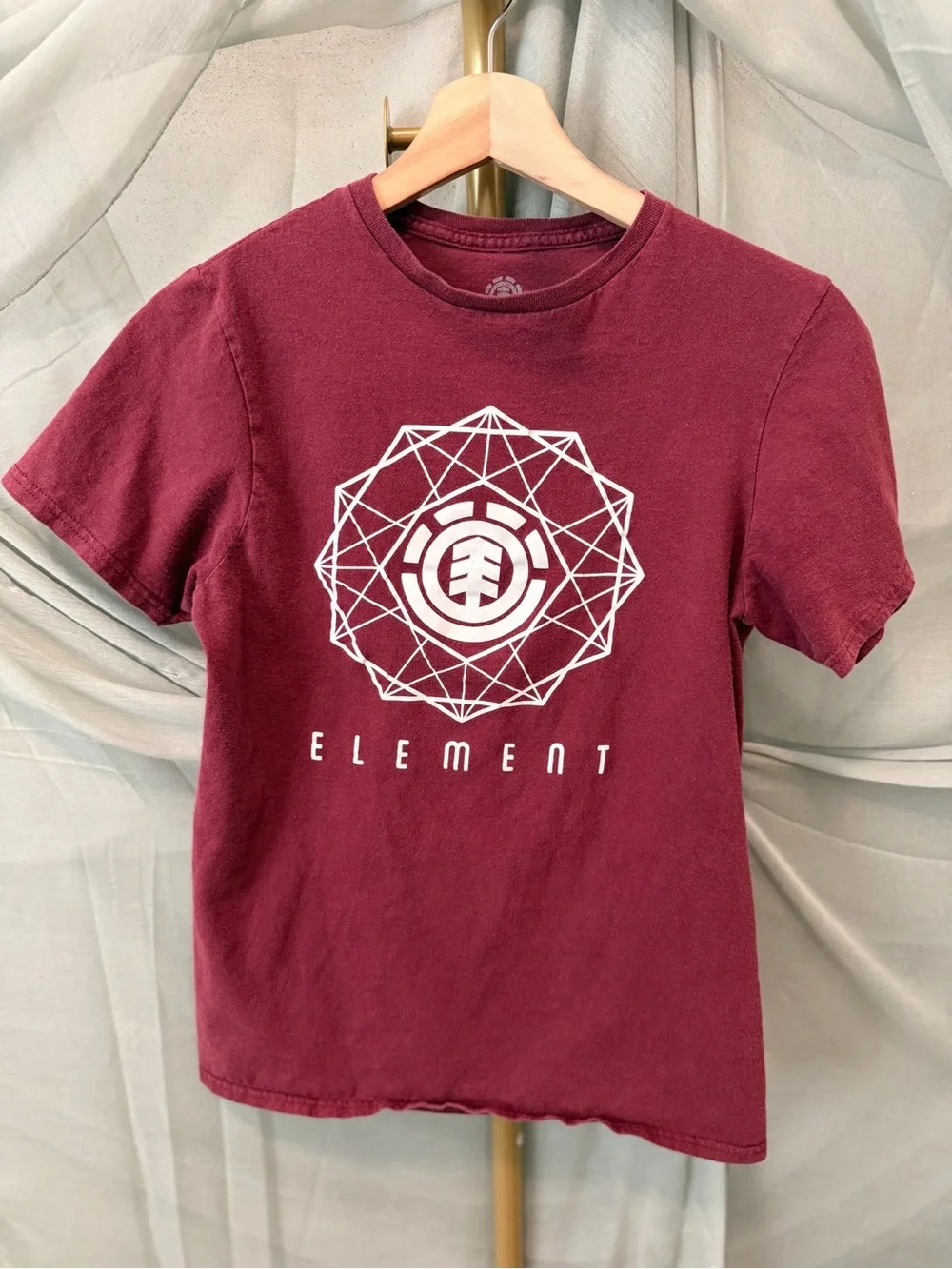 Element Men's Burgundy Graphic Tee with White Logo